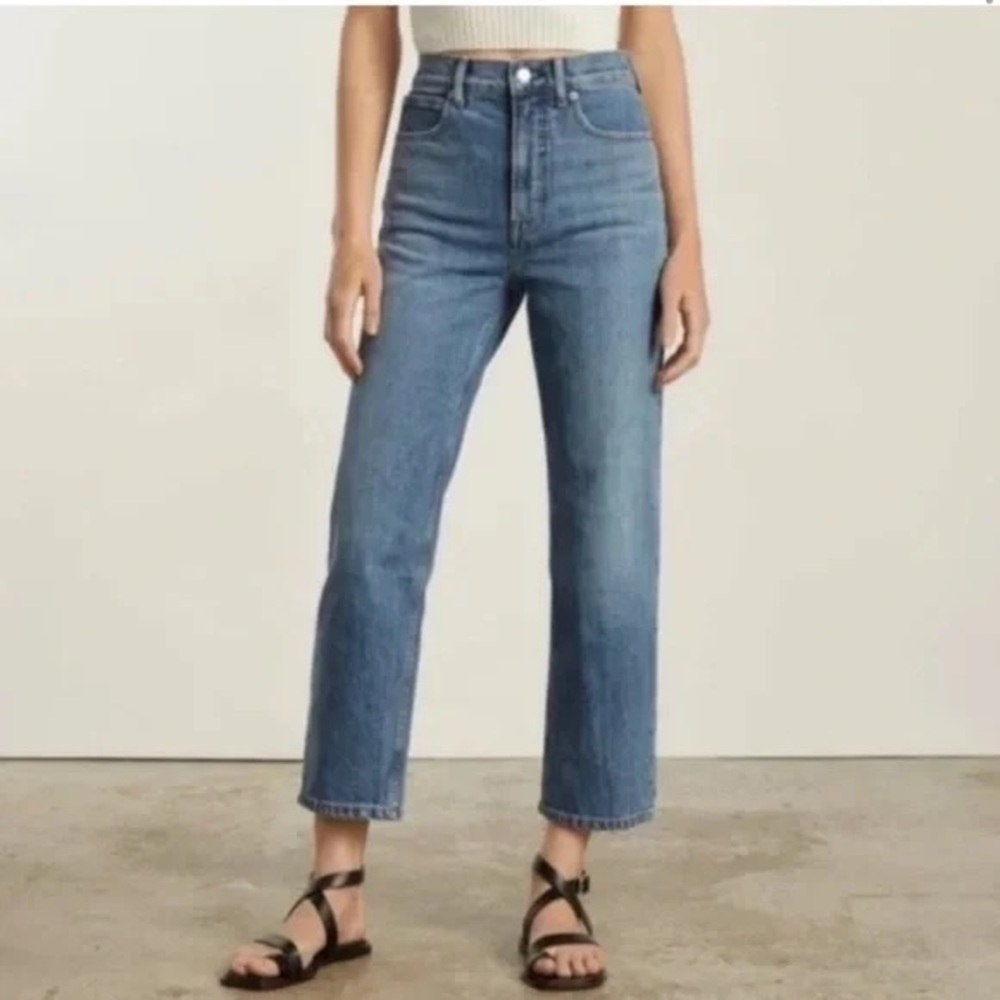 Everlane High-Rise Straight Crop Jeans in Medium Blue Wash
